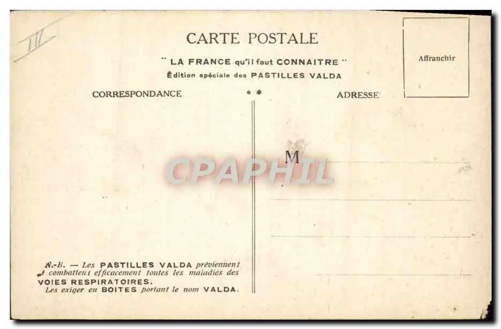 Roussillonaise — Vista de Perpignan e o castelo de Castellet — Edição especial das Pastilles Valda - Verso
