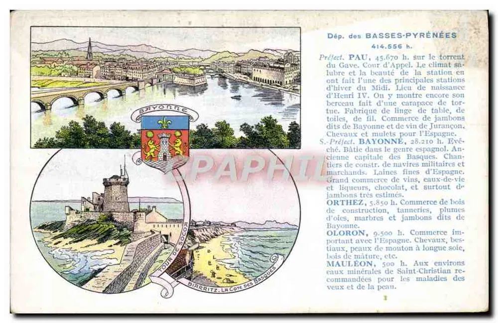 Bayonne, Orthez, Oloron, Mauléon — Departamento das Baixas-Pirineus — Edição especial Pastilles Valda - Frente