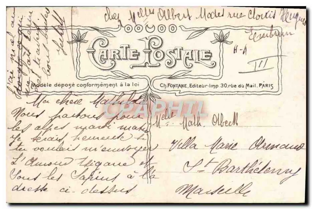 Campos agrícolas com bois — Croissant, Paris — editor Ch. Fontaine - Verso