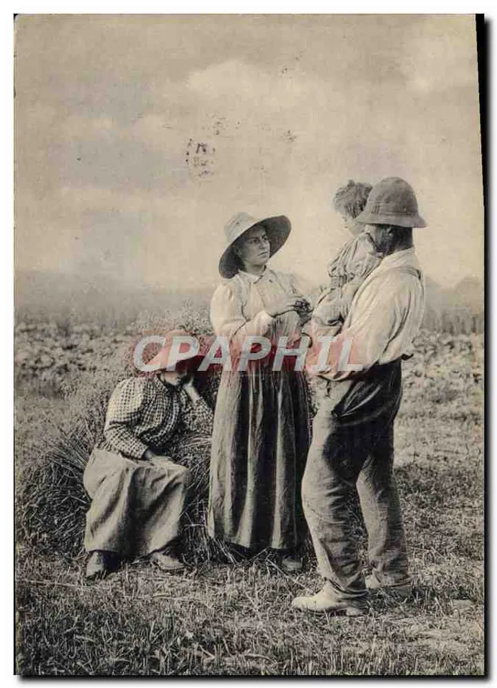 Famille de paysans dans un champ — éditeur Tiphinal Trank & Fils Ltd, série 547 - Awers