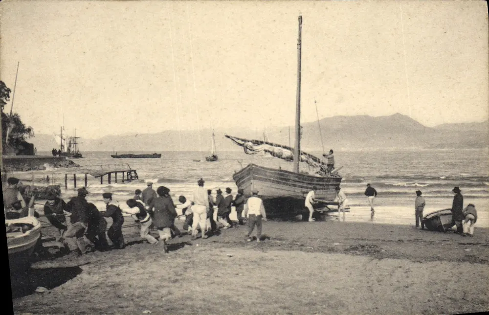 Cena de pesca na praia — C.T. & Cie. à G. — Série 145 - Frente