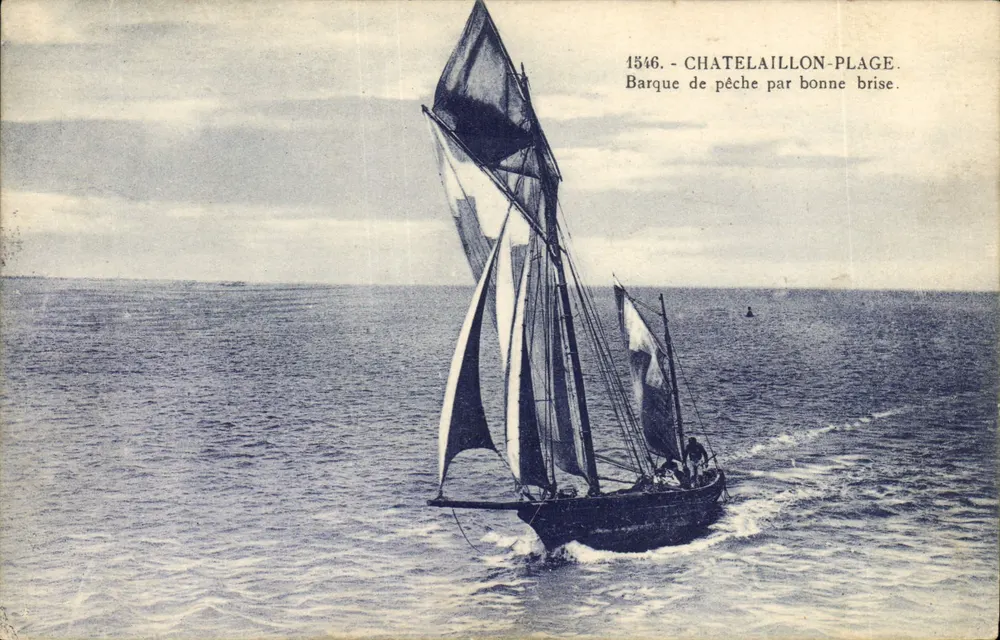 Châtelaillyon-Plage — Fischerboot bei gutem Wind — R. Bergevin, La Rochelle - Vorderseite