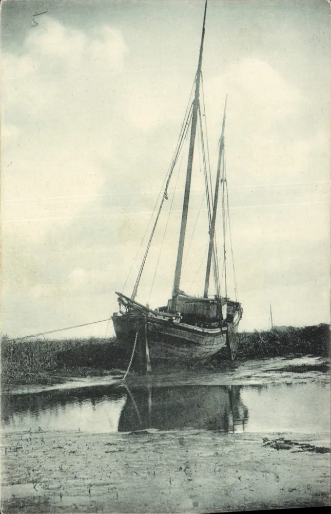 Barco a vela — rio ou lago — R. F. Editores Paris, Série 830 Marítimas - Frente