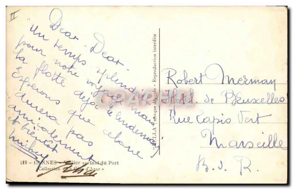 Cannes — Segelschiff auf der Côte d'Azur — Rella, n°519 - Rückseite