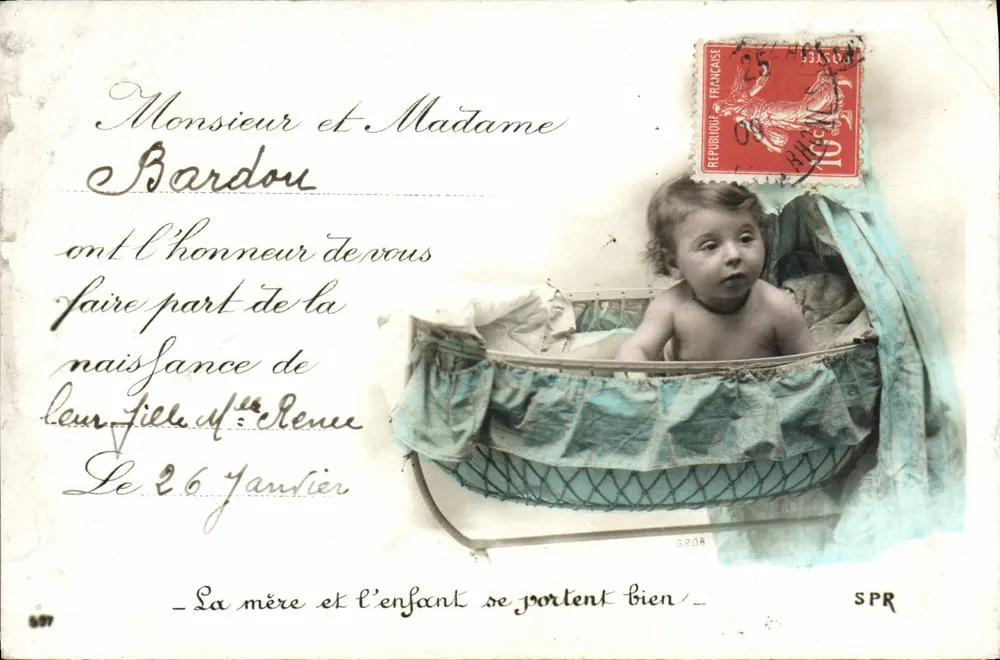 Naissance d'une fille — Bardon — SPR - Recto