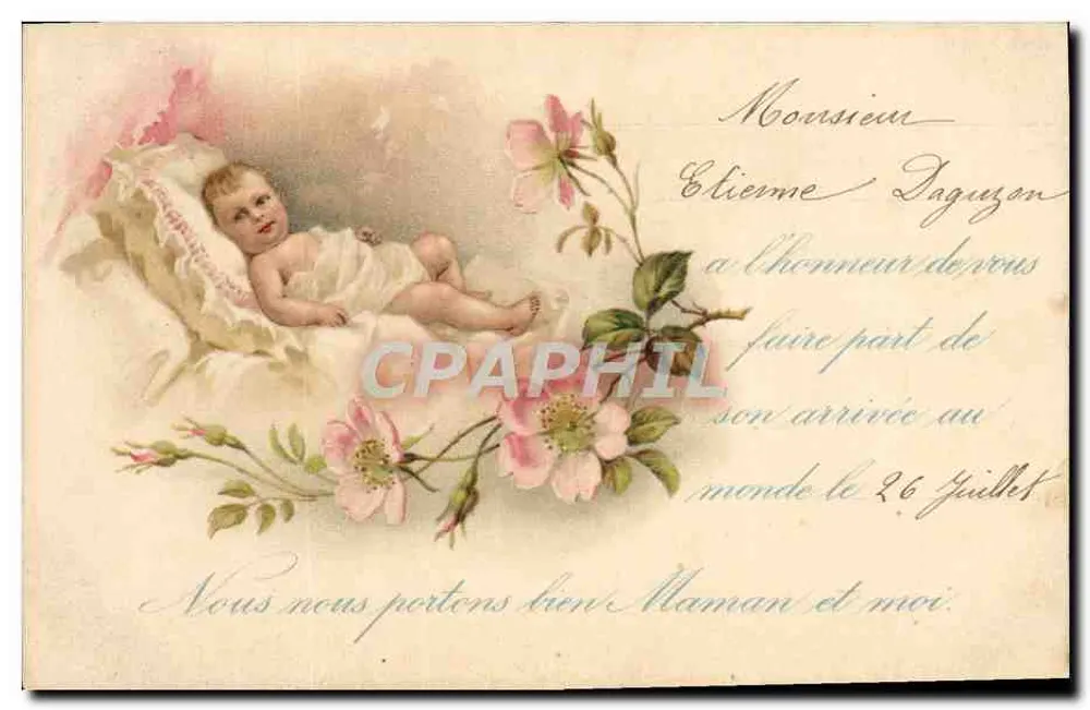Neugeborenes — Geburtskarte — G.B. Paris, n° 103 - Vorderseite