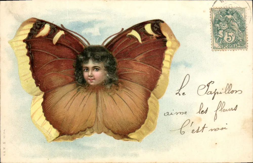 Feen mit Schmetterlingsflügeln — farbige Illustration — A.B.M. B. N°104 - Vorderseite