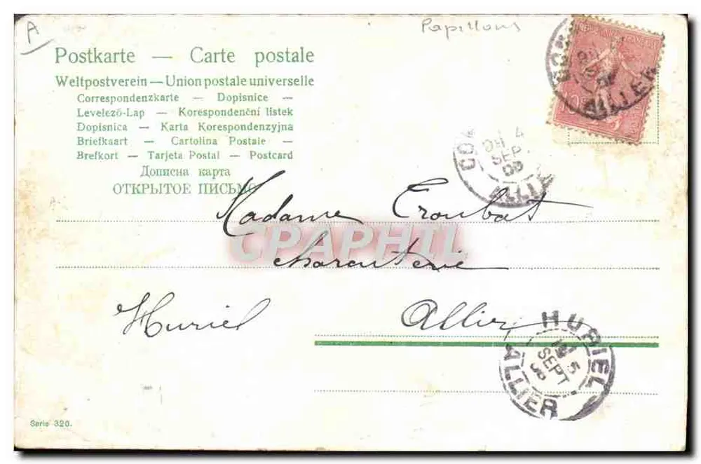 Kinder mit Schmetterlingen — Serie 320 — Universal Postal Union - Rückseite
