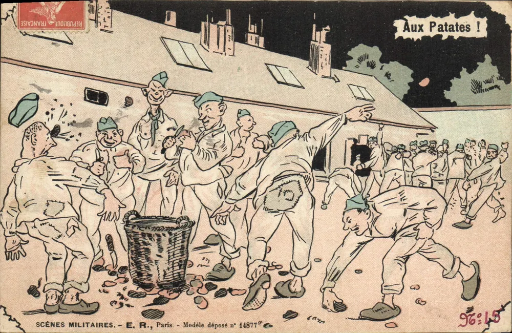 Militärszenen — Aux Patates ! — E.R., Paris, Modellnummer 44877 - Vorderseite