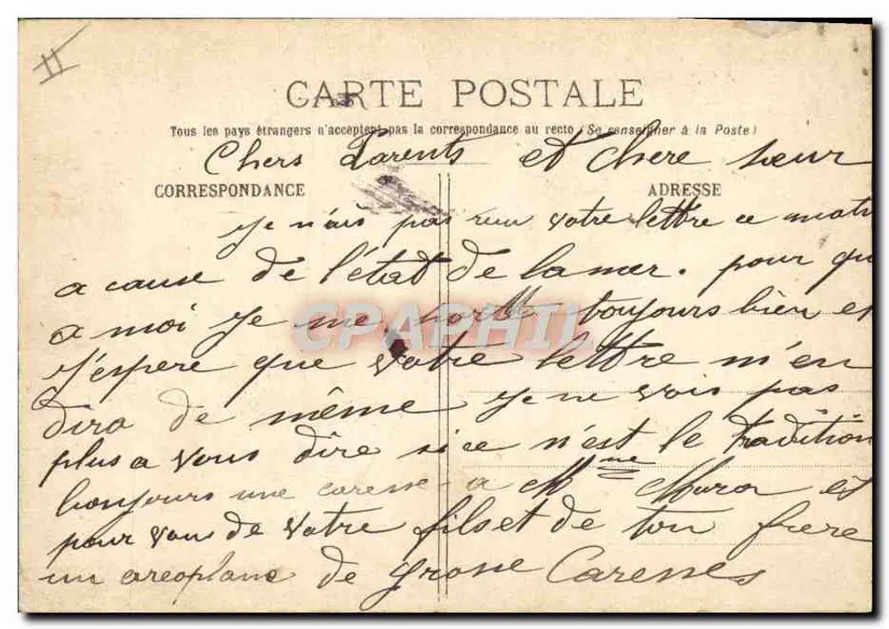 Luftschiff La Fuite — Abreise aus Bastia — Verleger R. PARIS, Nr. 14891 - Rückseite