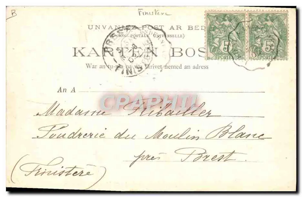 Paysana de Châteaulin (Finistère) — Bretanha (Coleção E Hamon) — n°176 - Verso