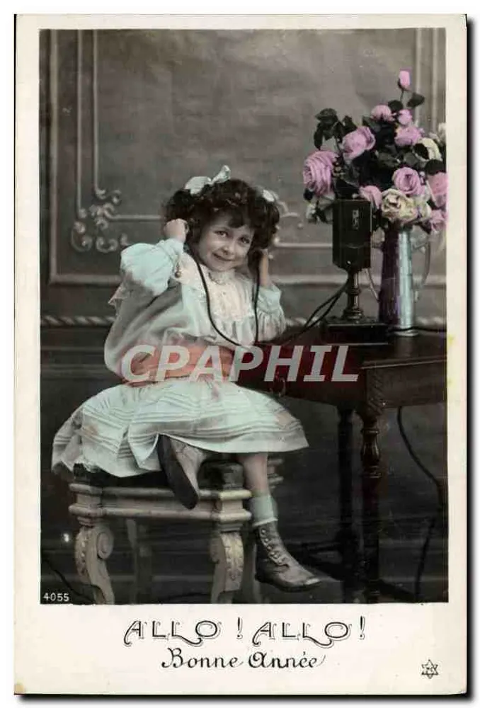 Mädchen am Telefon — Frohe Neujahr — n°4055 - Vorderseite