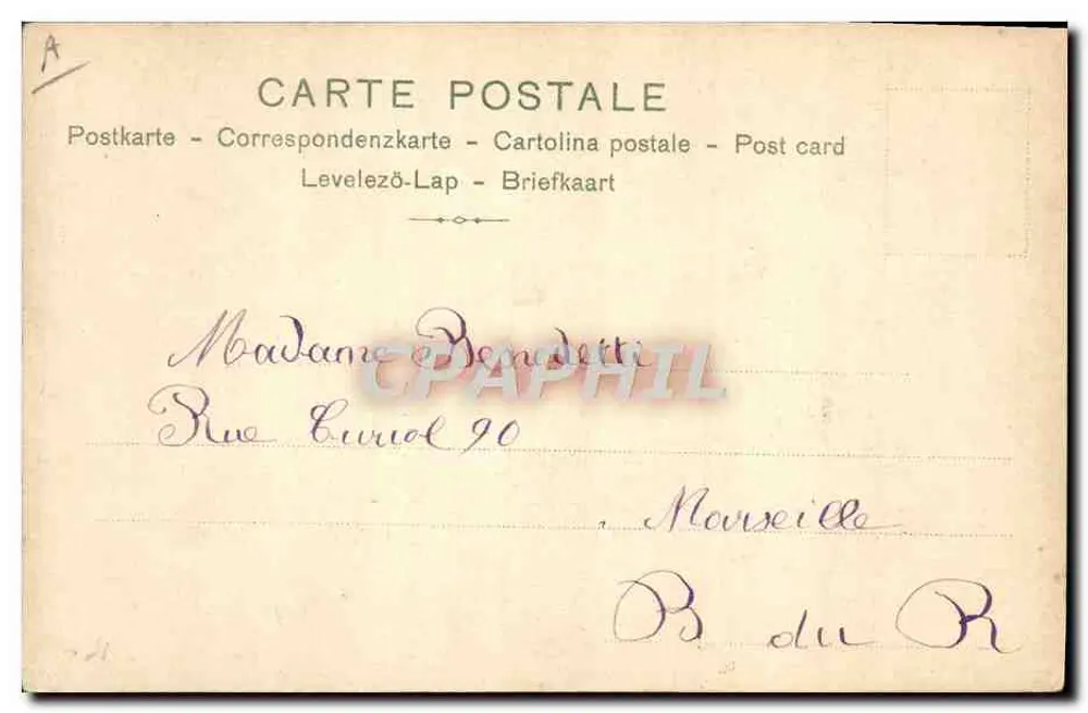 Série de six caricatures d'un homme au téléphone — éditeur G. G. à M. n° 1152 - Rückseite