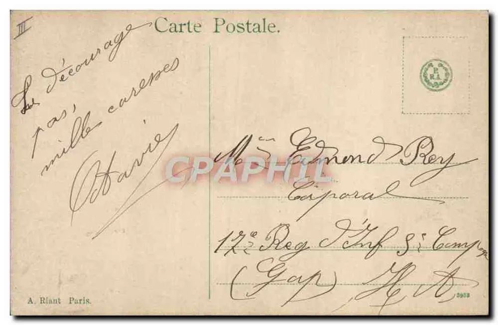 Junge Frau am Telefon — Büro-Szene — A. Riant, Paris, n° 33+74/12 - Rückseite
