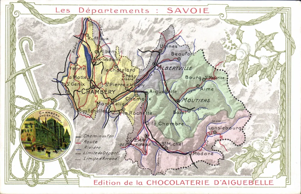 Die Departemente: SAVOIE — Édition de la CHOCOLATERIE D'AIGUEBELLE - Vorderseite