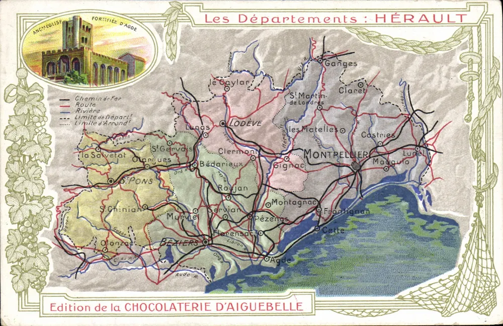 Die Departements: HÉRAULT — Ausgabe der CHOCOLATERIE D'AIGUEBELLE - Vorderseite