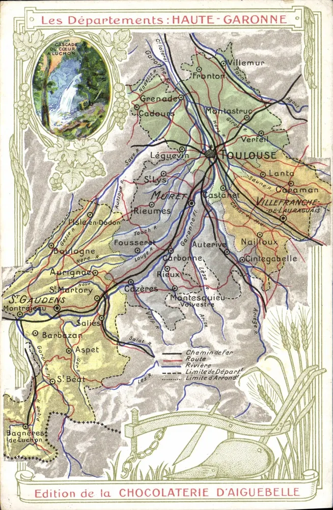 Haute-Garonne — Karte der Departemente — Ausgabe der Schokoladenfabrik Aiguebelle - Vorderseite