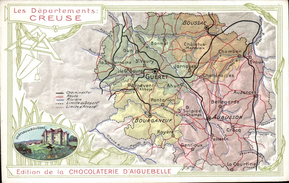 Die Departements: CREUSE — Ausgabe der CHOCOLATERIE D'AIGUEBELLE - Vorderseite