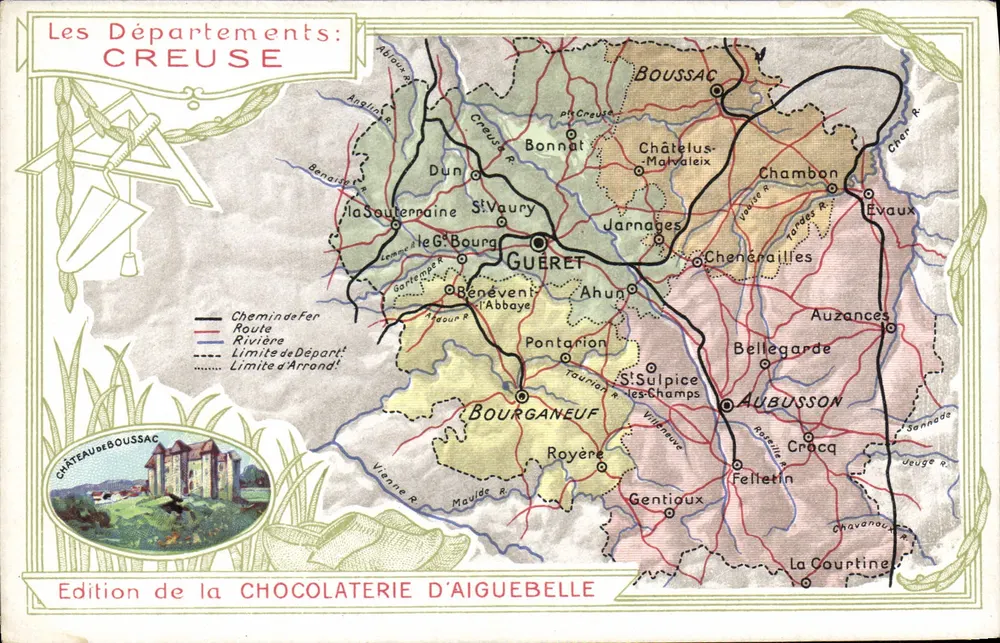 Die Departements: CREUSE — Edition der CHOCOLATERIE D'AIGUEBELLE - Vorderseite