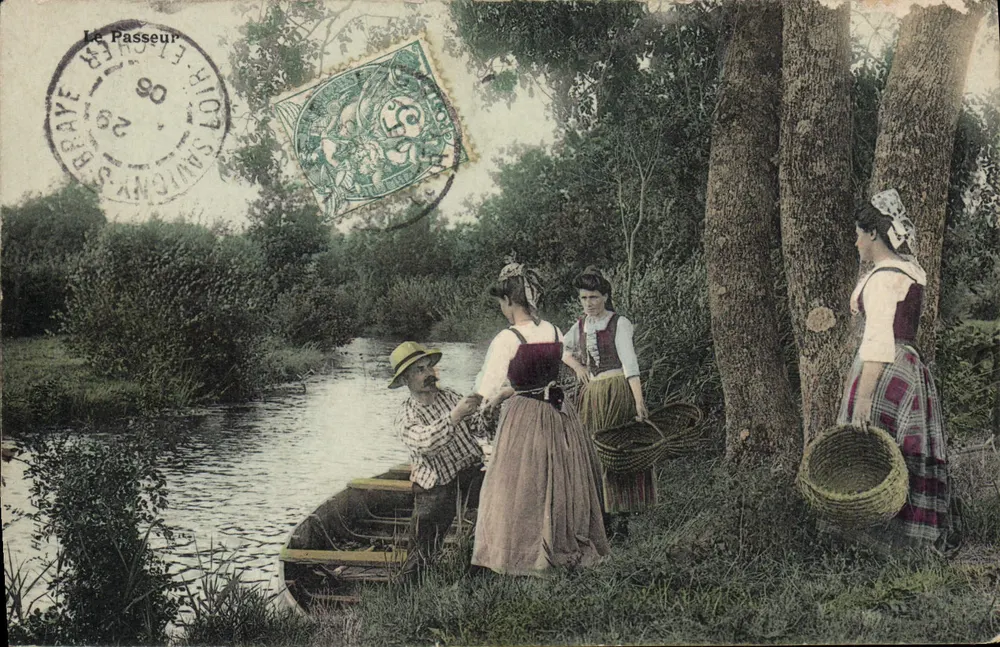 Le Passeur — scena rzeki w Savigny-sur-Braye — wydawca nieznany - Awers