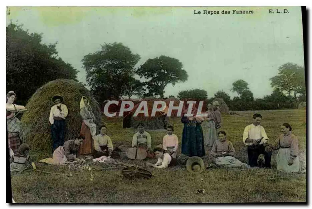 O Descanso dos Faneadores — cena de descanso após a colheita — E. L. D. - Frente