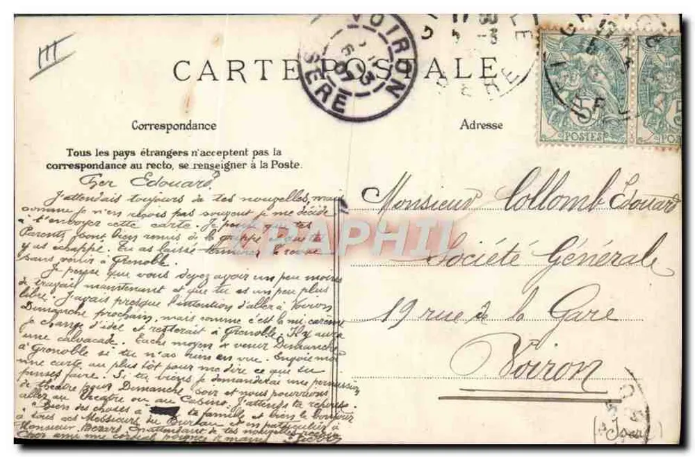 Paturagem de ovelhas — Grenoble — editor não identificado - Verso