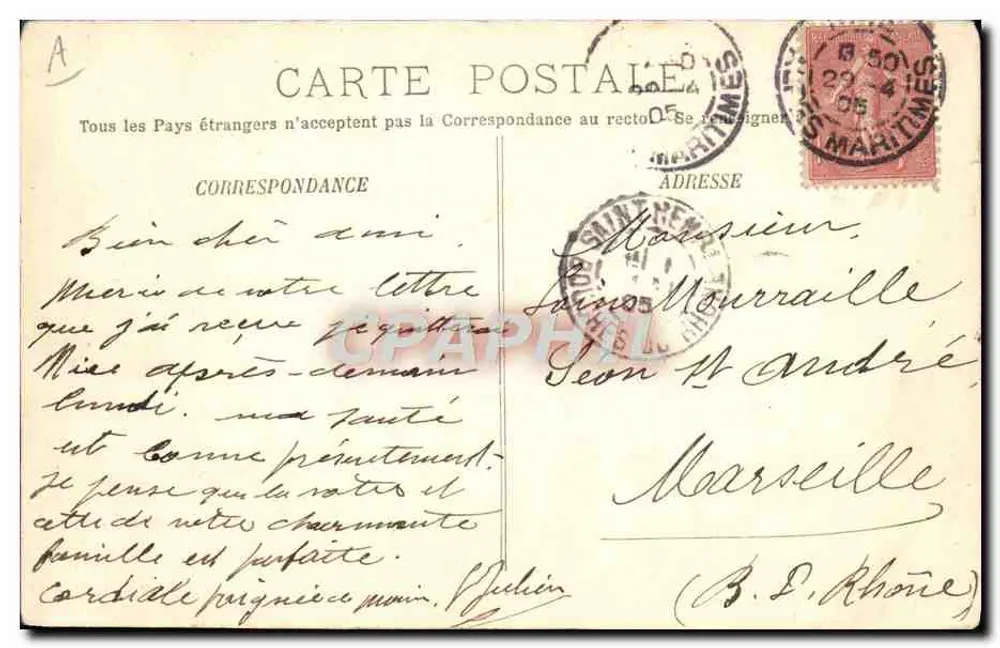 Menton — O Porto — LL, n°424 - Verso
