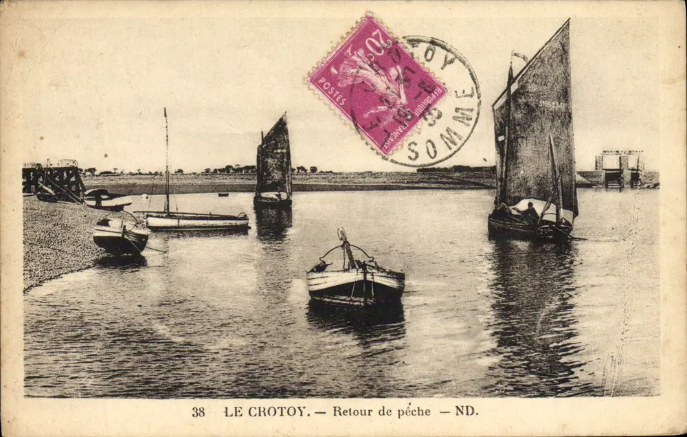 Le Crotoy — Retorno da pesca — ND. — Bilhete postal moderno Stiasbourg-Schlichtingheim n°38 - Frente