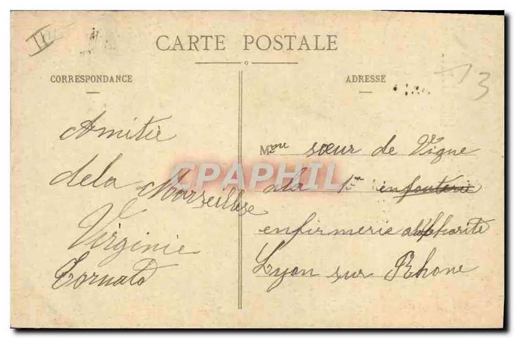 Marseille — Gutes Erinnerungsstück mit Kleeblatt, Schuh und Pilz — E. L. - Rückseite