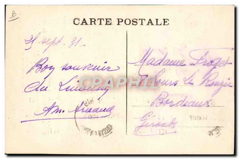 La Chabrette — Regreso del Pâtis — Fototipo Bessol y Guionte, Brive - Reverso
