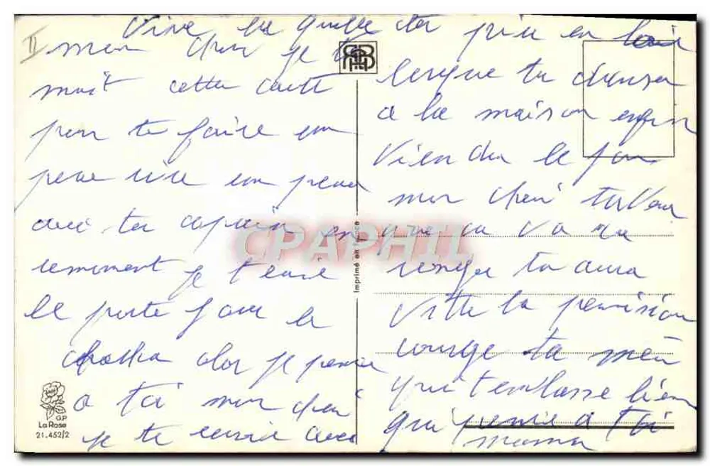 Komische Szene mit einem Hirsch — La Rose Nr. 21.452/2 - Rückseite
