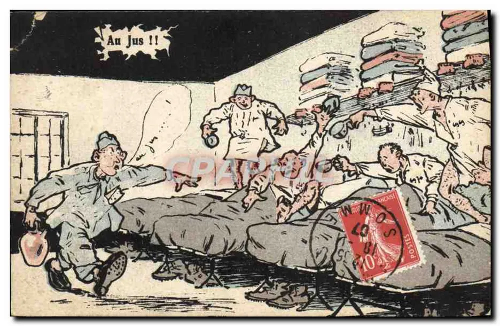 Scène de soldats en camp de garnison — Au Jus !! — éditeur non visible - Vorderseite