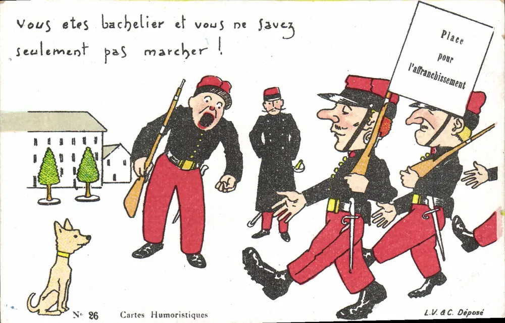 Soldaten in der Scham — Humoristische Karten n° 26 — L.V.&C. Déposé - Vorderseite