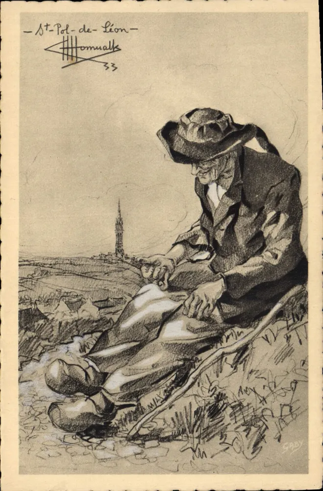 St-Pol-de-Léon — Alter Bettler — Zeichnungen von Charles Homualk, Verlag Gaby - Vorderseite