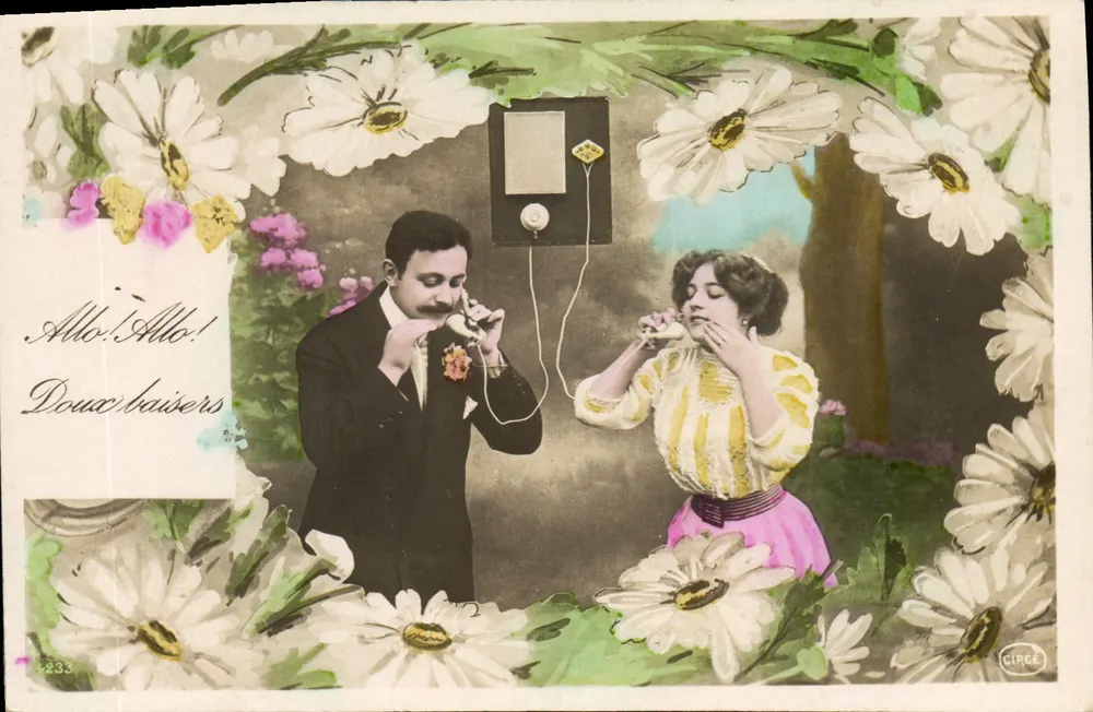 Paar am Telefon — romantische Szene — Verlag Girgé, Nr. 233 - Vorderseite
