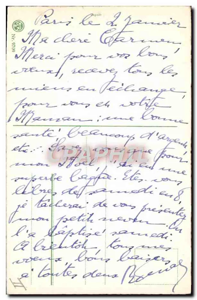 Kind mit Telefon und Tannenzweig — Verlag Imp. N° 9700 - Rückseite