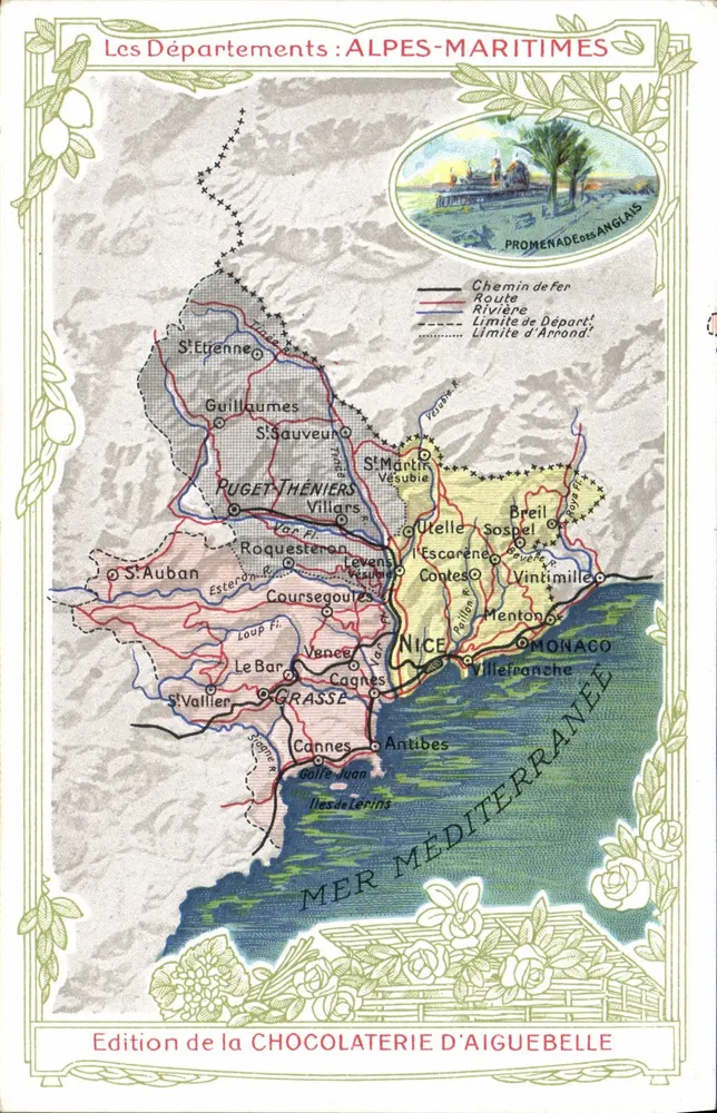 Die Departements: Alpes-Maritimes — Ausgabe der Chocolaterie d'Aiguebelle - Vorderseite