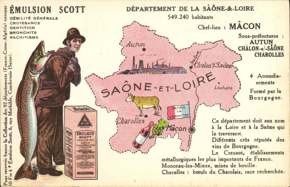 Departement Saône-et-Loire — Werbekarte für Scott-Emulsion — Verlag: Scott Collection - Vorderseite