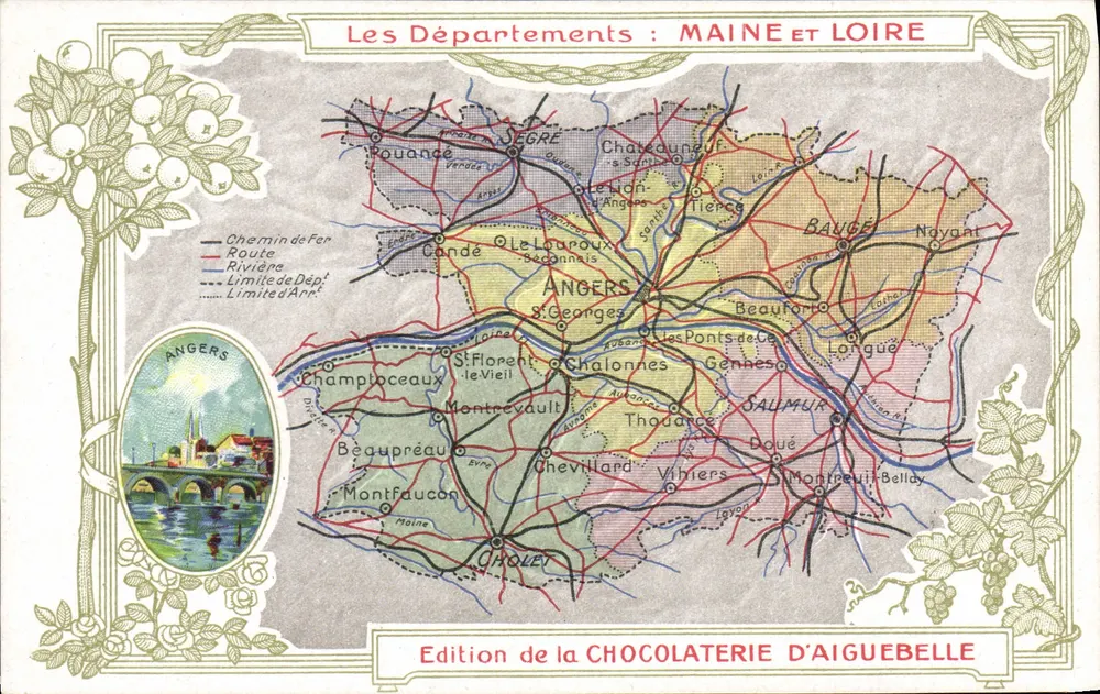 Maine-et-Loire — Touristische Karte — Ausgabe der Schokoladenfabrik Aiguebelle - Vorderseite