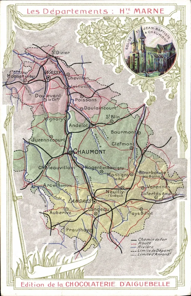 Haute-Marne — Karte der Departemente — Edition der Schokoladenfabrik Aiguebelle - Vorderseite