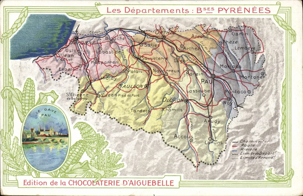 Die Departemente: BESSES PYRÉNÉES — Ausgabe der CHOCOLATERIE D'AIGUEBELLE - Vorderseite