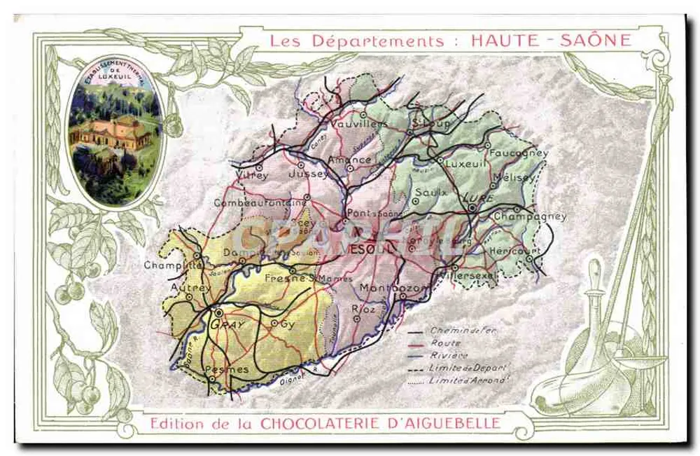 Haute-Saône — Karte der Departemente — Edition der Schokoladenfabrik Aiguebelle - Vorderseite