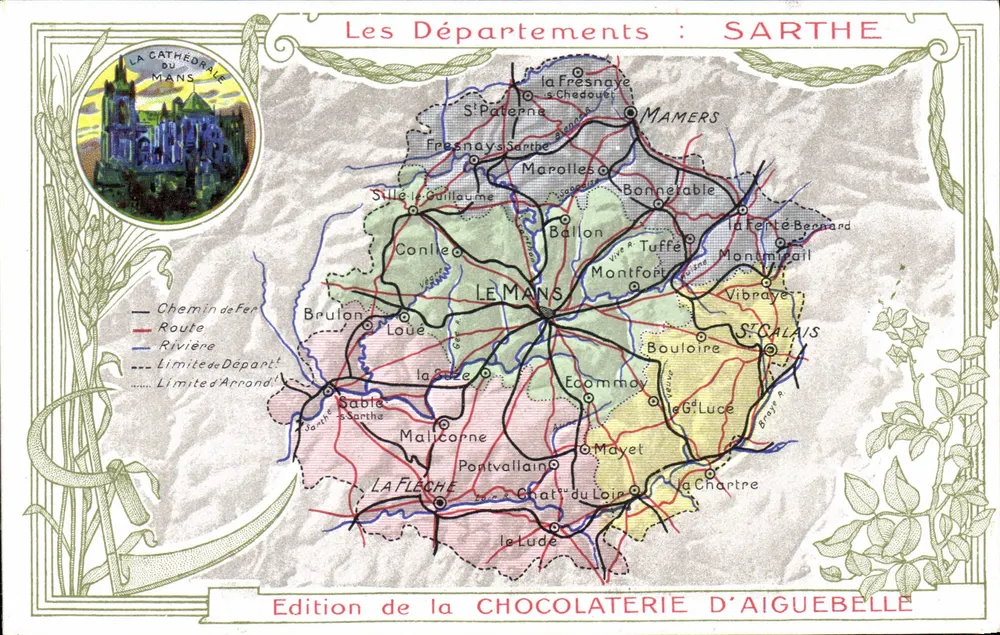Die Departemente: SARTHE — Ausgabe der CHOCOLATERIE D'AIGUEBELLE - Vorderseite