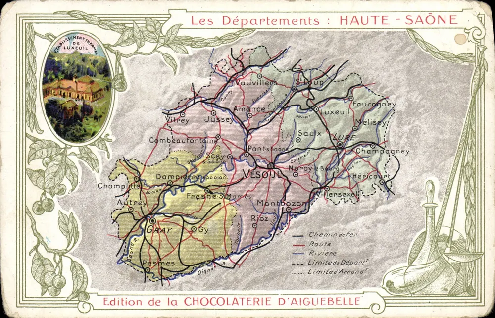 Haute-Saône — Karte der Departemente — Édition de la Chocolaterie d'Aiguebelle - Vorderseite
