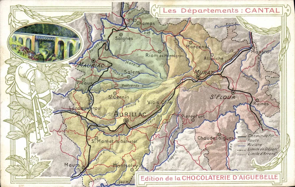 Cantal — Die Departements: CANTAL — Édition de la CHOCOLATERIE D'AIGUEBELLE - Vorderseite
