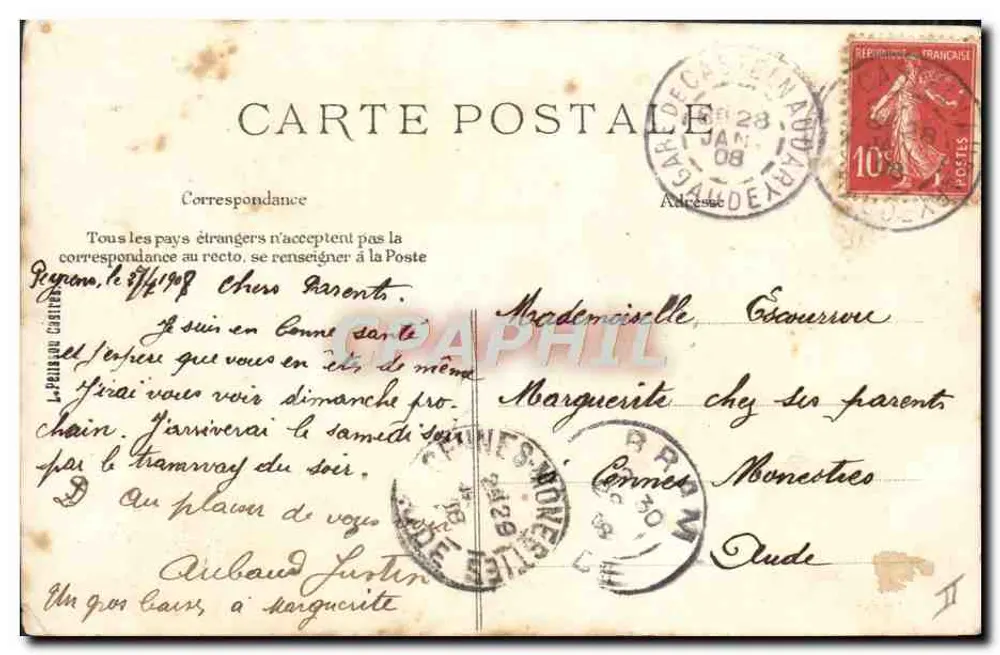 Agriculteur reposant — scène champêtre avec moissonneur et maison à toit rouge — éditeur L. PELLEUX ou CASTIER - Verso