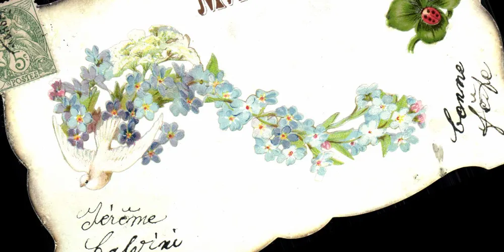 Vogel und Blumen — Karte — Verlag nicht sichtbar - Vorderseite