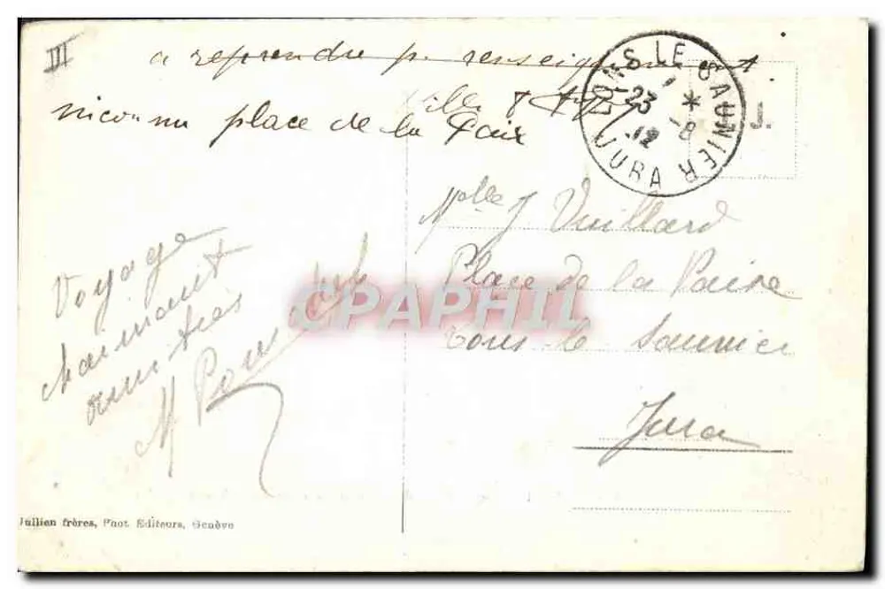 Chamonix — Auf den Gipfeln — Grüne Nadel und Mont Blanc — J.J. 3162 - Rückseite