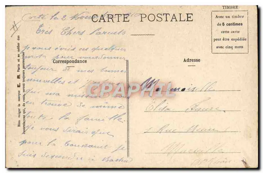 Extinção dos fogos — Cenas militares — E. R., Paris — Modelo depositado n° 14877 - Verso