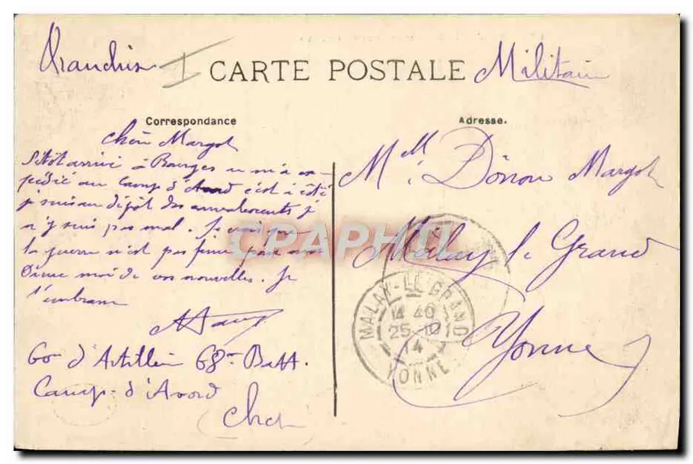 Camp Avord (Cher) — Hauptstraße — Phototypie Combier, Macon (Saône-et-Loire) - Rückseite